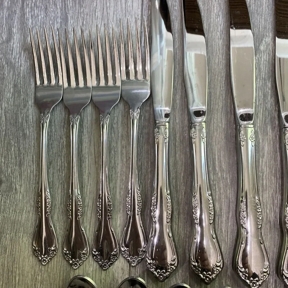 Flatware Service for 4 Rogers Oneida Mansfield Stainless Steel 20 pc Vintage 90s